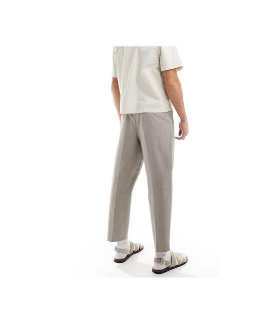 SELECTED White Loose Fit Cropped Pleat Trouser for men