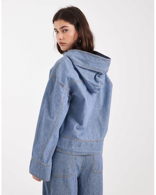 Object Blue Oversized Denim Hoodie Jacket Co-ord