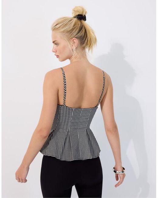 Stradivarius White Pleated Strappy Top