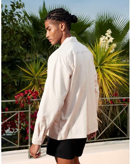 Jack & Jones Natural Linen Blend Overshirt for men
