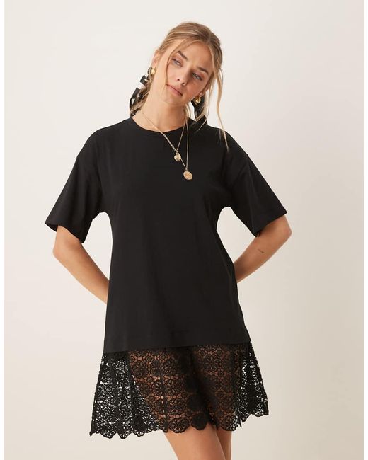 Vestito Corto Stile T-Shirt Con Scollo Rotondo E Fondo di ASOS in Black