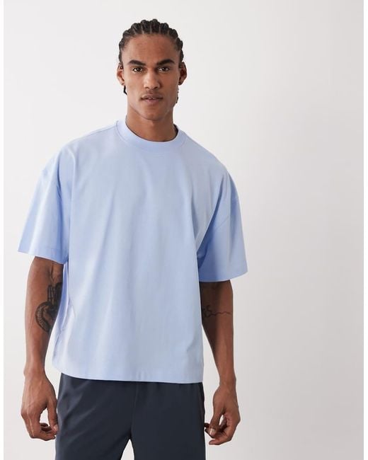 4505 Blue Heavyweight Cotton Boxy Oversized Drop Shoulder T-shirt With Quick Dry Finish for men