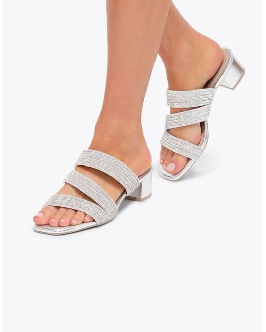 Carvela Kurt Geiger White Gala Block Mule Jewel Casual Heeled Sandals