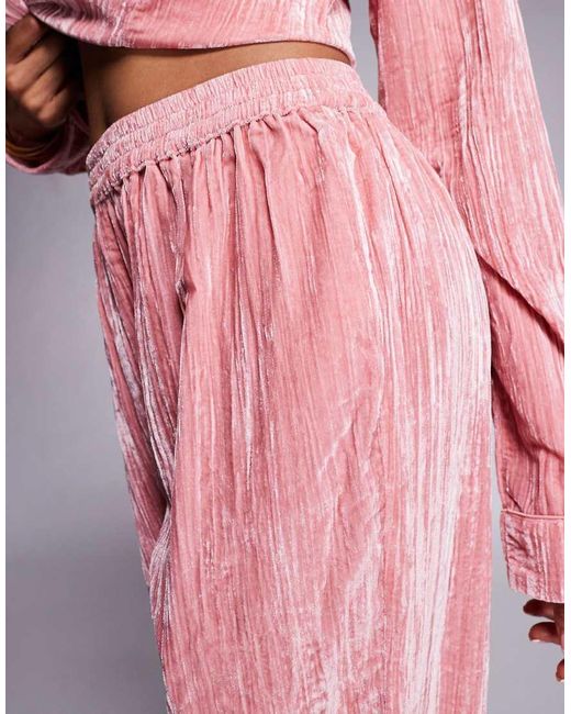 ASOS Red Asos Design Tall Velvet Texture Pyjama Set