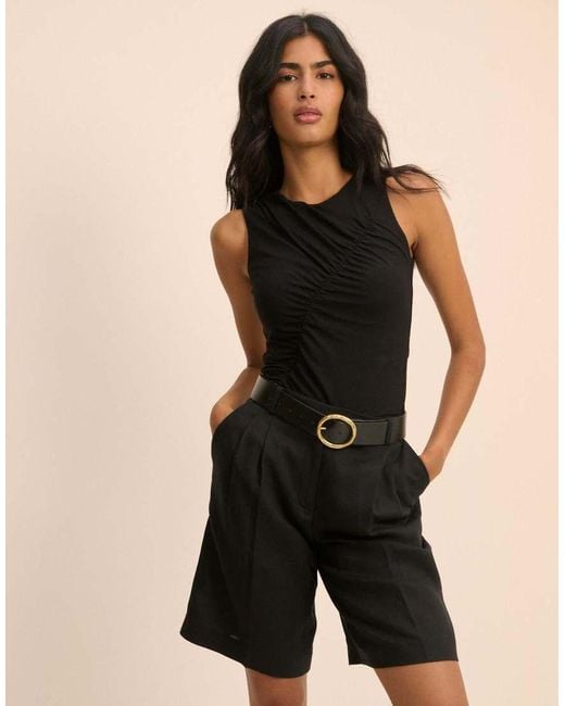 Nobody's Child Black Sleeveless Ruched Top