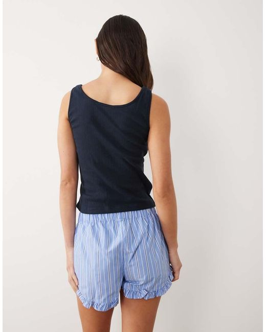 Mango Blue Teen Vest And Frill Short Pyjama Set