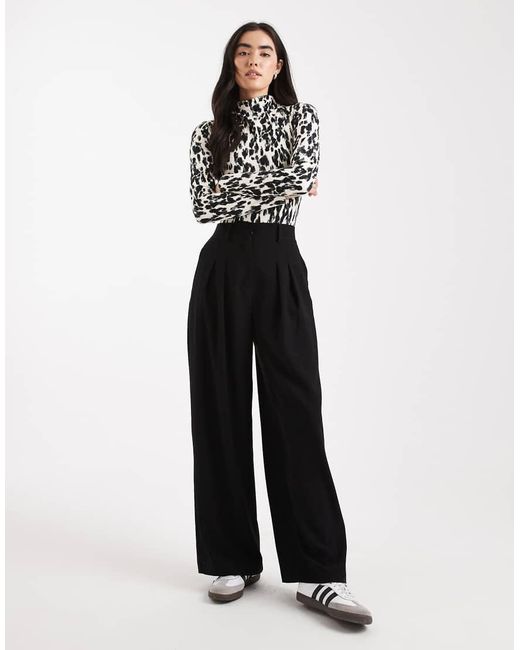 Miss Selfridge Black Sculpted Grown On Neck Bodysuit