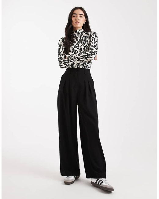 Miss Selfridge Black Sculpted Grown On Neck Bodysuit