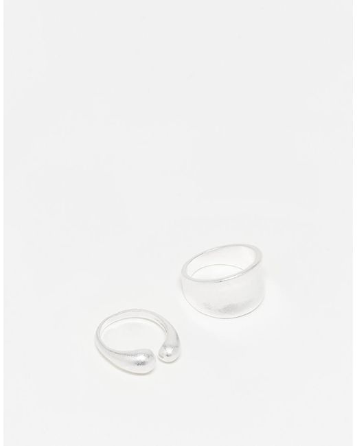 ASOS Set Van 2 Ringen Met Open Detail in het White voor heren
