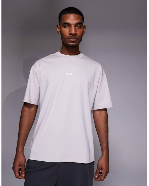 HUGO White Cotton With Back Logo Print T-shirt for men