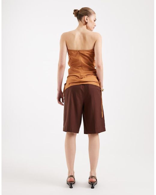 ASOS Brown Tailored Bermuda Short With Linen