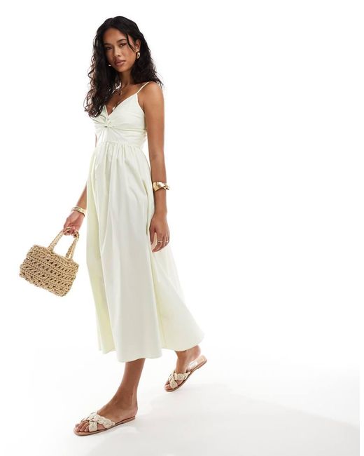 River Island Metallic Fine Stripe Poplin Midi Dress