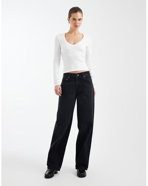 ONLY White V Neck Long Sleeve Boxy Top