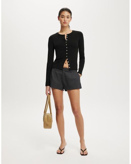 Cotton On Black Bailey Button Detail Cardi