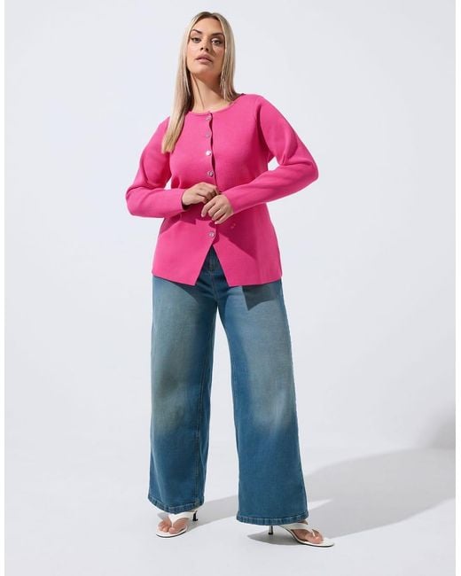 Yours Clothing Pink Long Sleeve Knitted Top