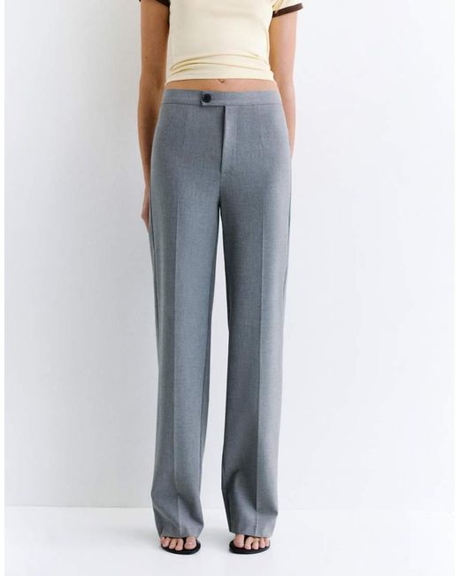 Pull&Bear Gray High Waist Smart Trousers