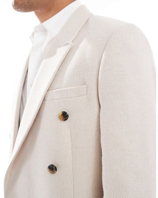 ASOS – zweireihige anzugjacke aus wollmix in White für Herren