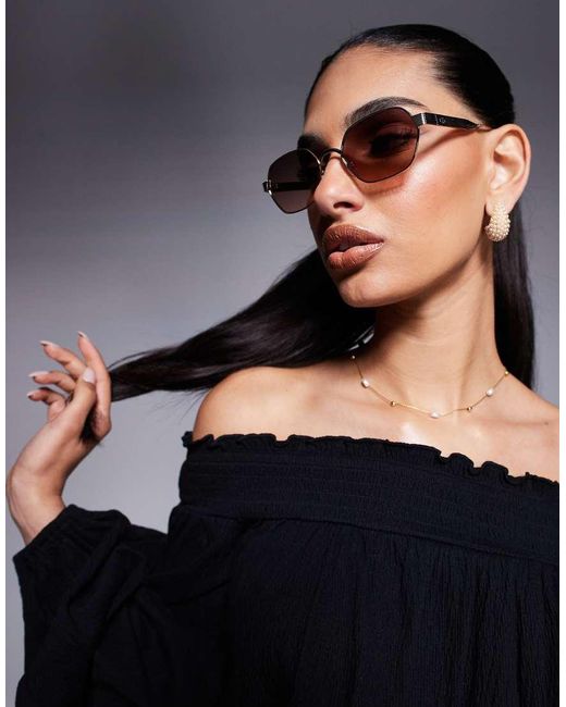 River Island Blue Retro Hexagon Sunglasses