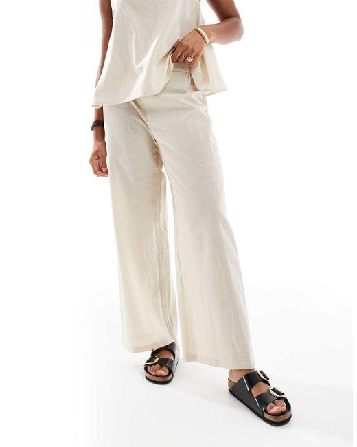 Pantalones Playeros Holgados De Tejido Efecto Lino Exclusivos De -Neutro esmé studios de color Natural