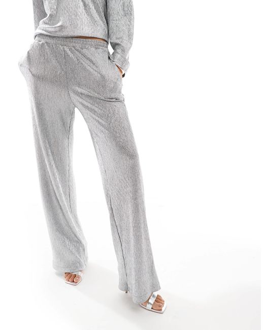 Object White Wide Leg Trouser With Elasticated Waist Co-ord
