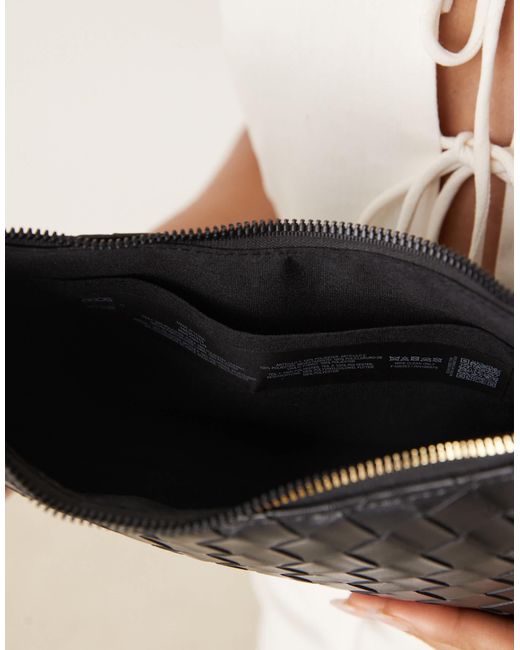 ASOS Black Woven Shoulder Bag With Knot Detail Skinny Strap