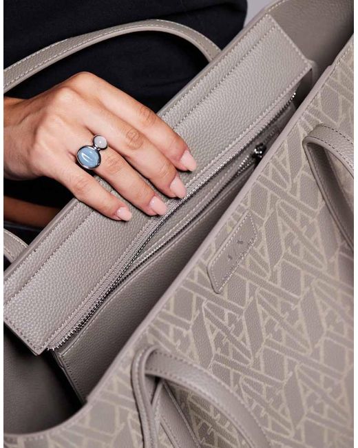 Borsa A Mano Color Cuoio Con Logo di ARMANI EXCHANGE in Gray