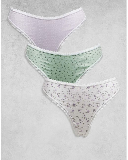 ASOS Gray Asos design curve – 3er-pack tangas aus pointelle