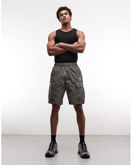 Aape By A Bathing Ape Gray Aape By A Bathing Ape Cargo Shorts for men