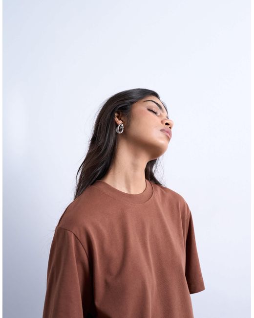 TOPSHOP Brown Premium Basic Short Sleeve Tee