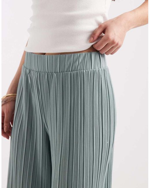 ONLY Blue Plisse Wide Leg Trousers