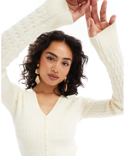 Pretty Lavish White Cable Knit Cardigan Co-ord