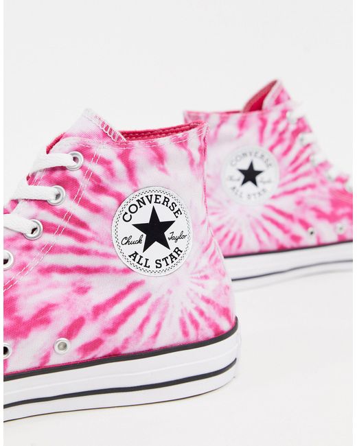 Converse Chuck Taylor All Star Hi Tie Dye Trainers in Pink for Men