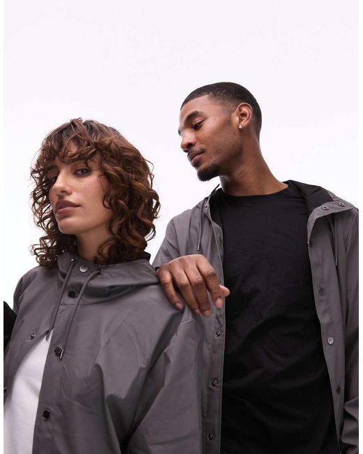 Rains Black 12020 Unisex Waterproof Long Hooded Jacket
