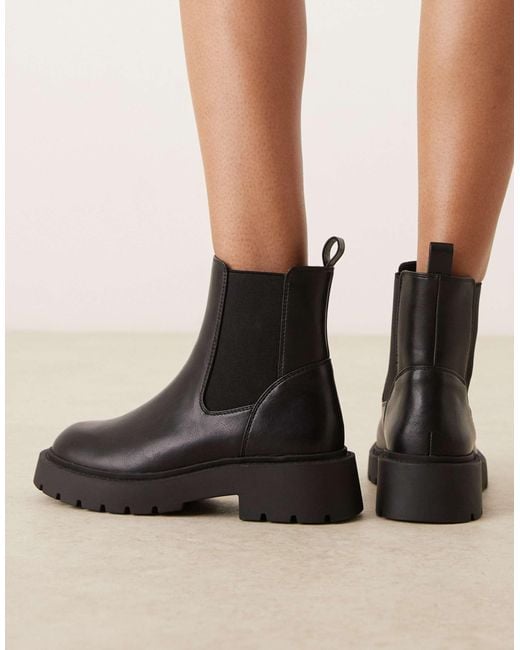 Asos design - pointure large - alford - bottines chelsea plates à semelle chunky Asos Design Wide Fit en coloris Black