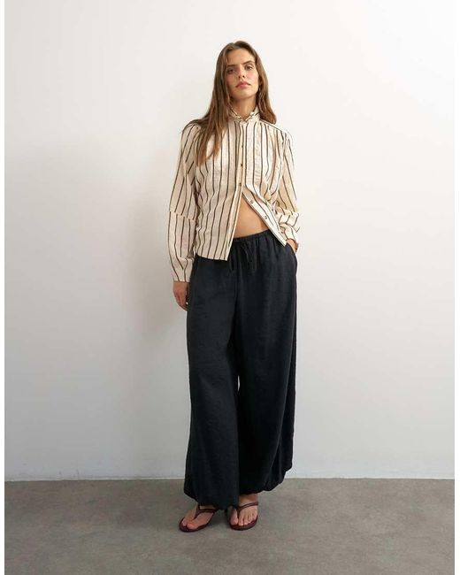 TOPSHOP White High Neck Balloon Sleeve Shirt