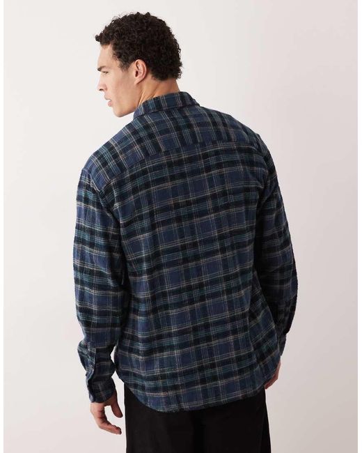 Abercrombie & Fitch Blue Long Sleeve Flannel Shirt for men
