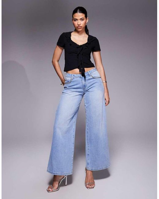 ASOS Gray Semi Sheer Short Sleeve V Neck Ruffle Front Top