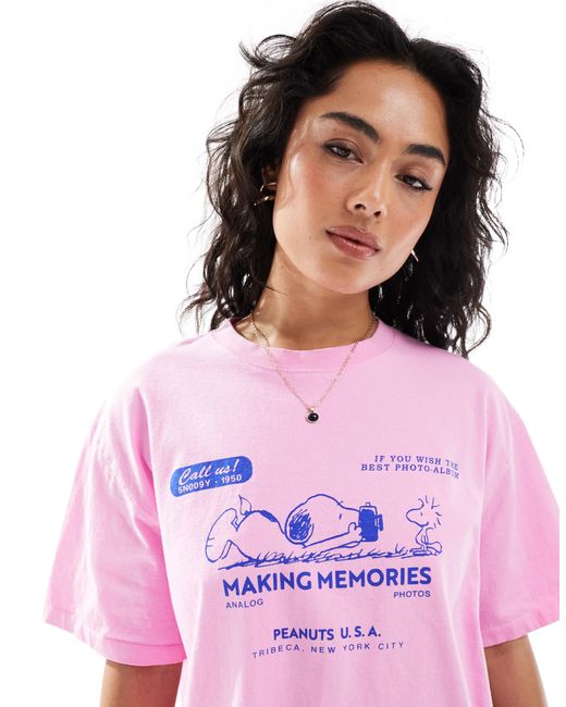 Pull&Bear Pink – snoopy & peanuts – t-shirt
