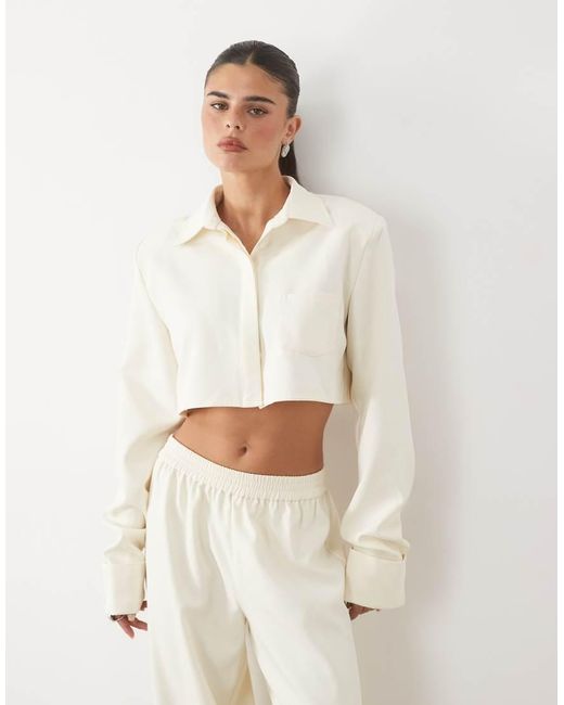 Missy Empire White Collared Cropped Shirt Co-Ord