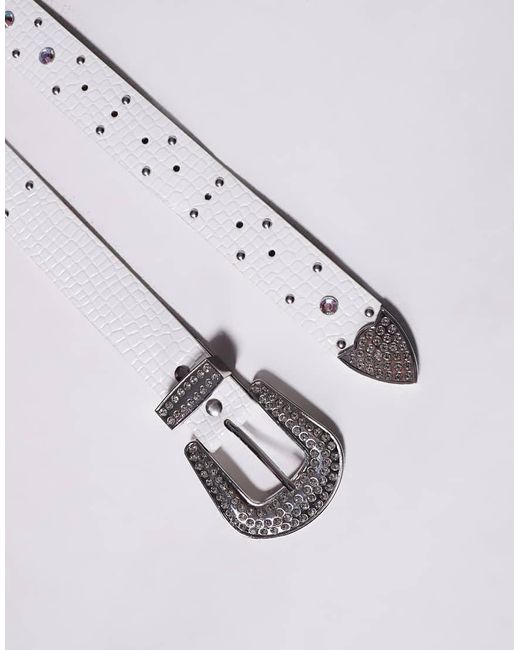 Cintura Bianca Con Borchie Con Strass di ASOS in Blue da Uomo