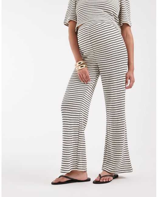 Vero Moda White Jersey Crochet Wide Leg Pants