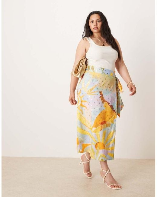 Never Fully Dressed Metallic Jaspre Wrap Midaxi Skirt