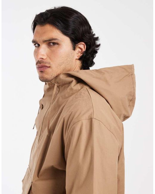 Lacoste Natural Drawstring Hooded Logo Track Jacket for men