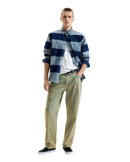 Desigual Blue Striped Denim Shirt for men