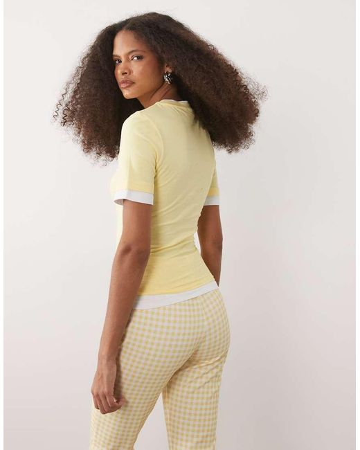 ASOS Yellow Short Sleeve Double Layer Top