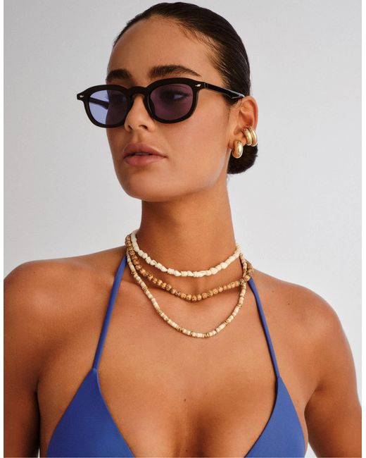 Le Specs Brown Heart Throb Round Sunglasses