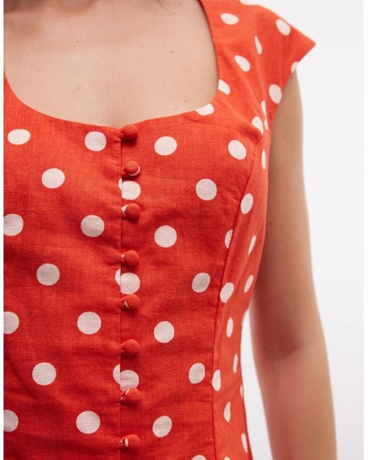 ASOS Red Square Neck Button Down Mini Sundress