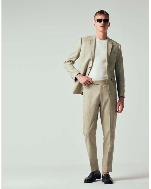 Abercrombie & Fitch Green Linen Blend Collins Slim Suit Pants for men