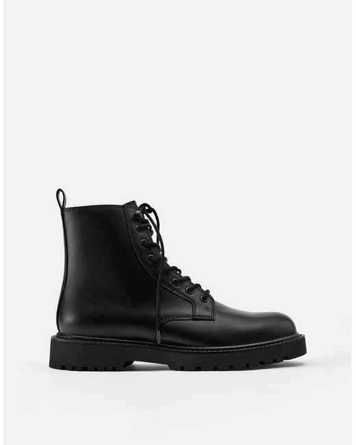 Stivali Stringati Neri di Pull&Bear in Black da Uomo