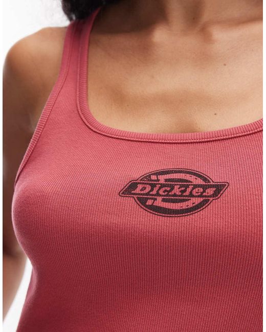 Dickies Red Plainville Square Neck Logo Vest